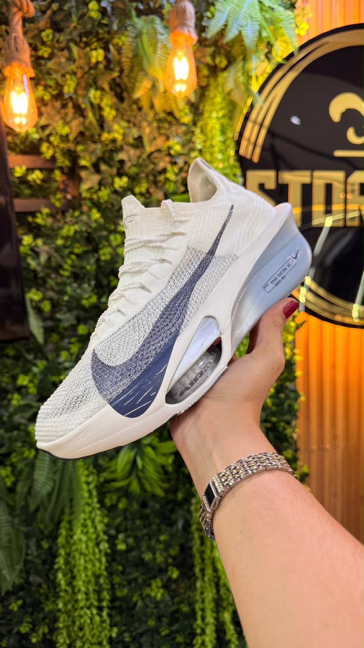 Tênis Nike Running Branco e Azul Cano Meia