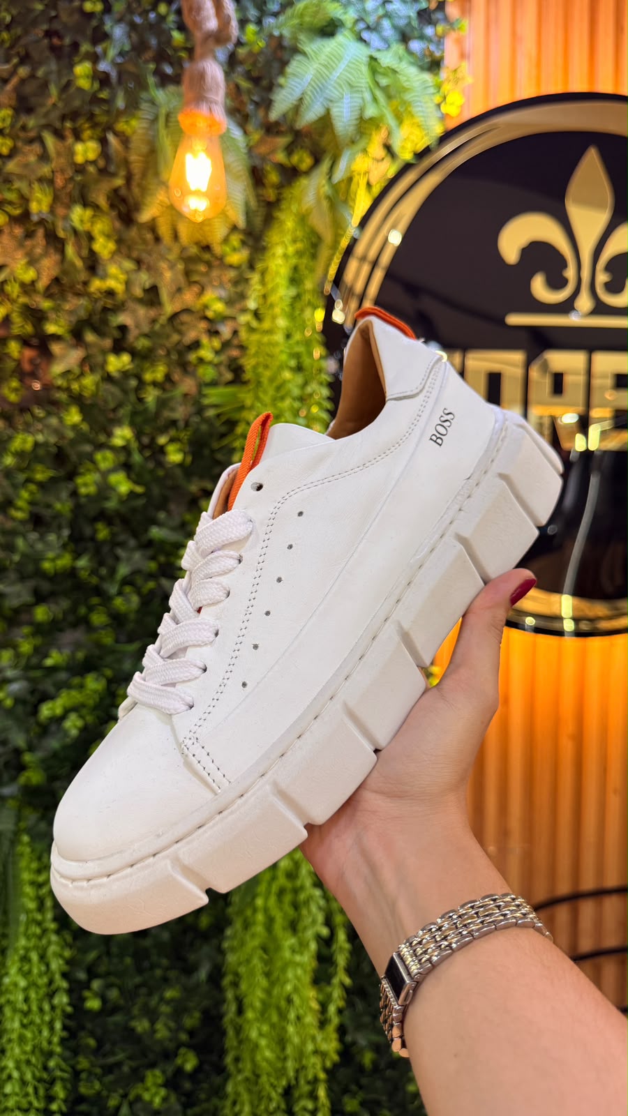 Tênis Boss Casual de Couro Branco