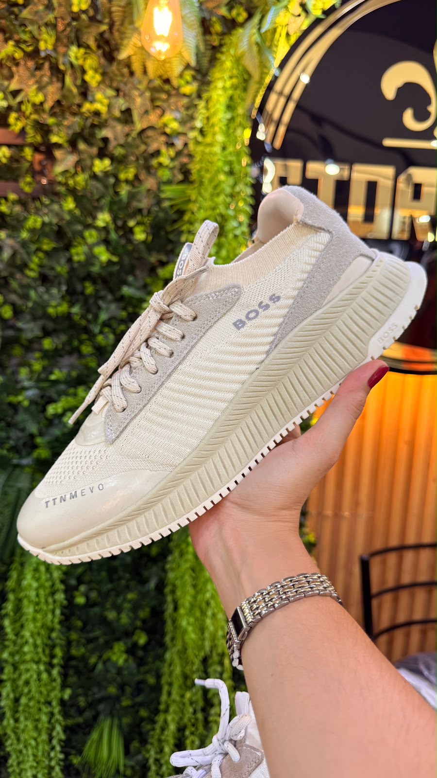 Tênis Boss Casual Creme Knit