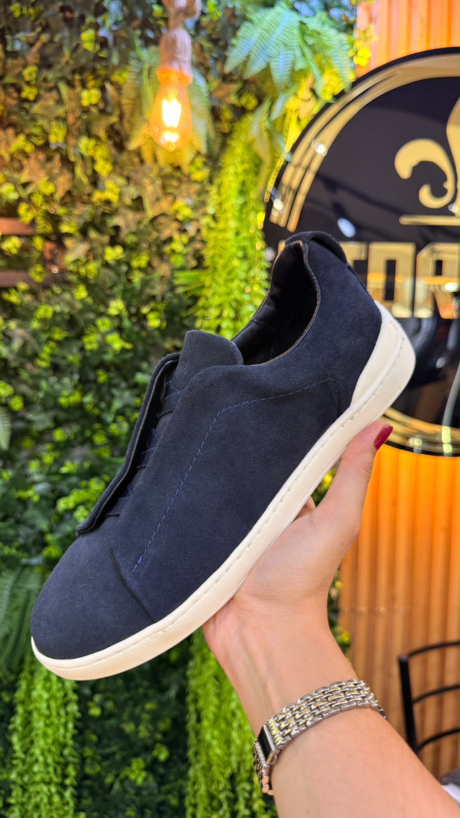 Tênis Slip-On Camurça Azul Marinho