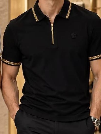 Camisa Polo Versace Zíper Friso Dourado — foto 2